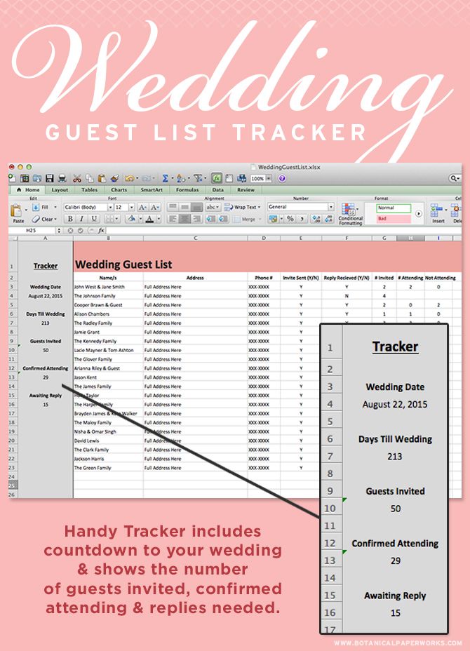 Excel wedding guest list template for mac